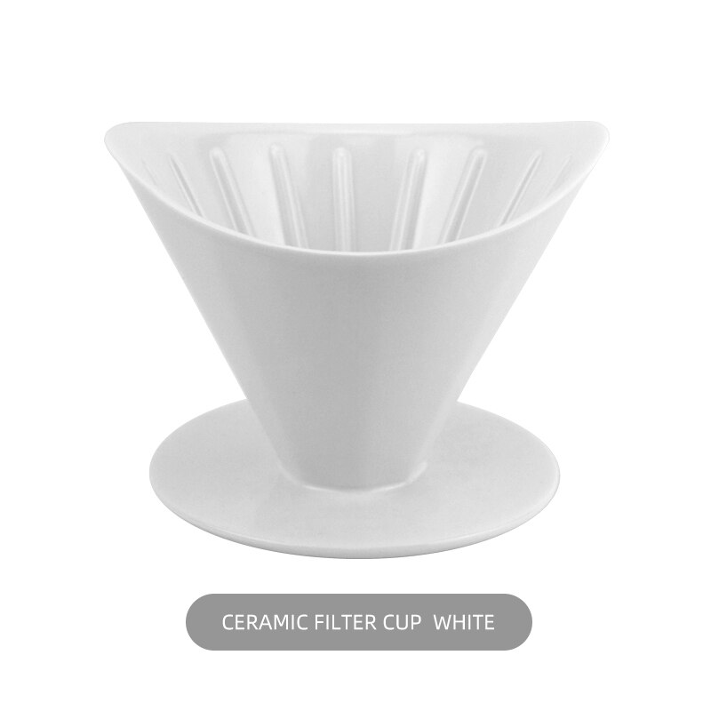 Japanese Style 2cups Hand Drip Coffee Filter Pour Over Coffee Brewer Cup and Saucer Ceramic Coffee Tea Mug Espresso Cup: white