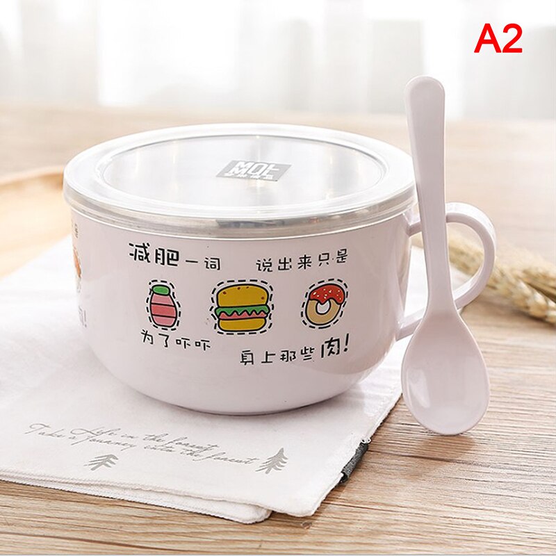 Stainless Steel Double Ramen Bowl Instant Noodle Bowl Anti-scalding Cute Rabbit: 2