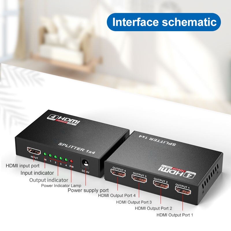 4k splitter hdmi 1 in 4 ieșiri hdcp video hdmi splitter comutator 1 x 2 1 x 4 splitter 1 in 2 ieșiri 1080p afișaj dublu pentru hdtv  ps5 xbox