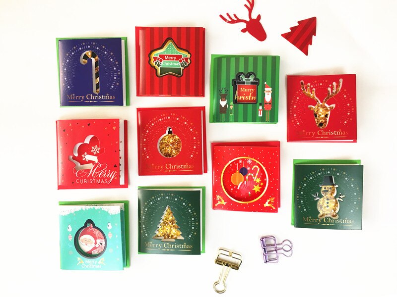 10 Pcs/set Merry Christmas Small Greeting Cards Mini Christmas Greeting Cards Year Postcard Christmas Greeting Card