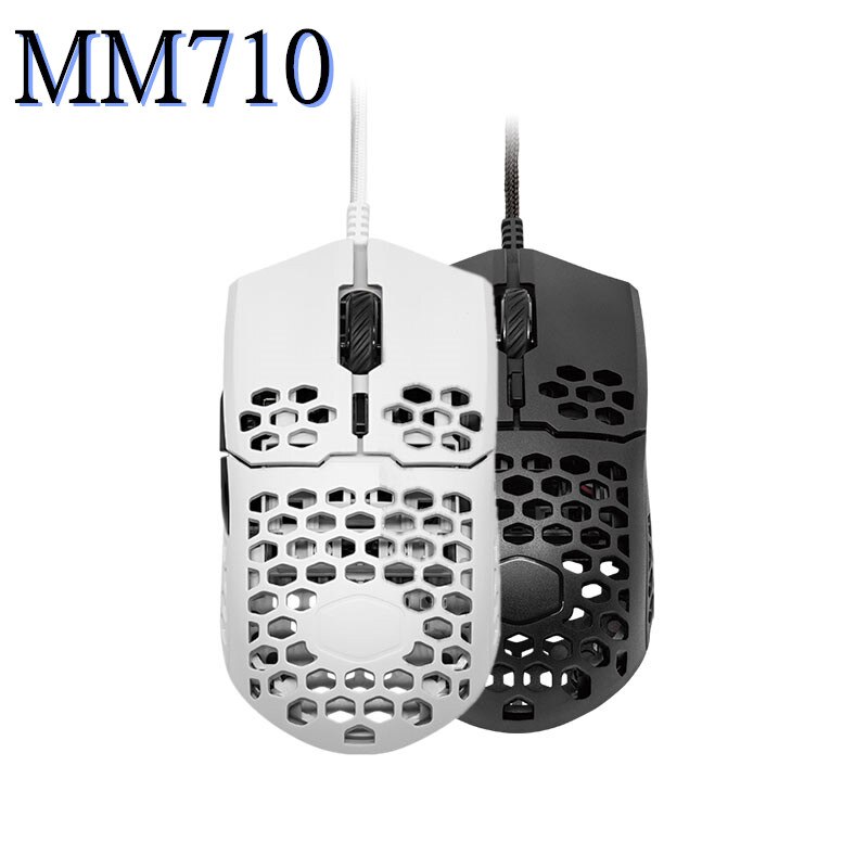 Cooler Master MM710 53G Gaming Mouse Pixart PMW 3389 16000 DPI Optical Sensor Lightweight Honeycomb Shell Weave Cable White