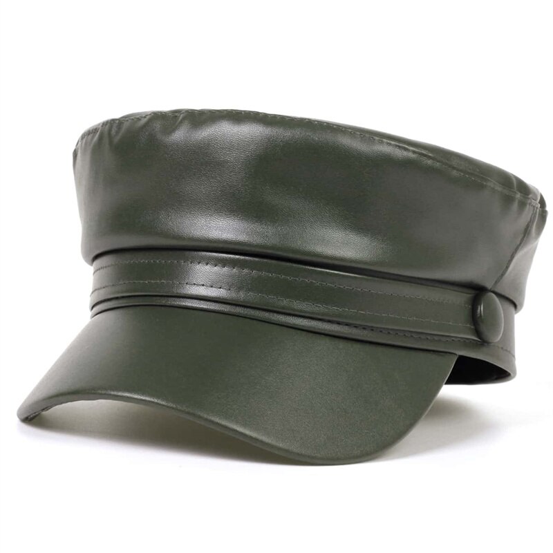 Koreansk læder baret dame hat super brand vilde hatte udendørs fritid kasketter hat: Grøn