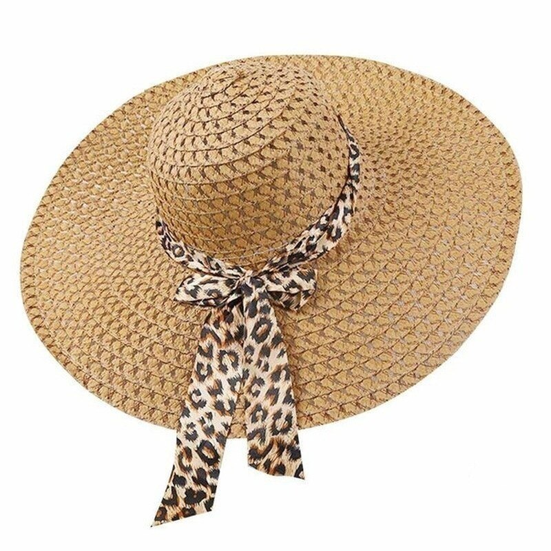 Chapeau d'été en paille à large bord pour femmes et filles, couvre-chef de plage, pliable: YELLOW