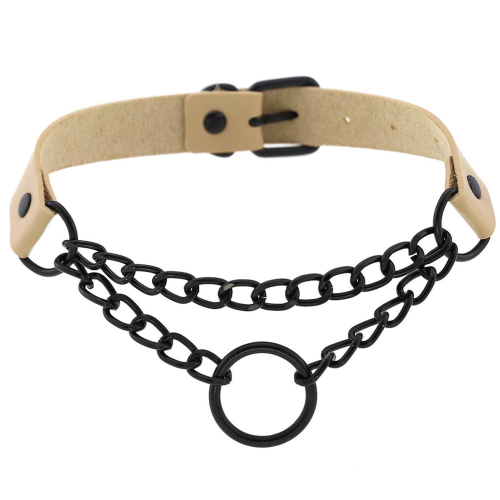 Schwarz Gothic O Kette choker kragen harajuku Punk Choker frauen mädchen schwarz leder chocker emo Kawaii hexe schmuck: begie