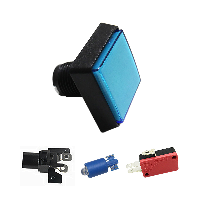 10 stücke 51*51mm quadratisch beleuchtete Tasten beleuchtet Druckknopf mit Mikrosc Halfter für Arkade-Musik-Spiel maschine 5 Farben: Blau
