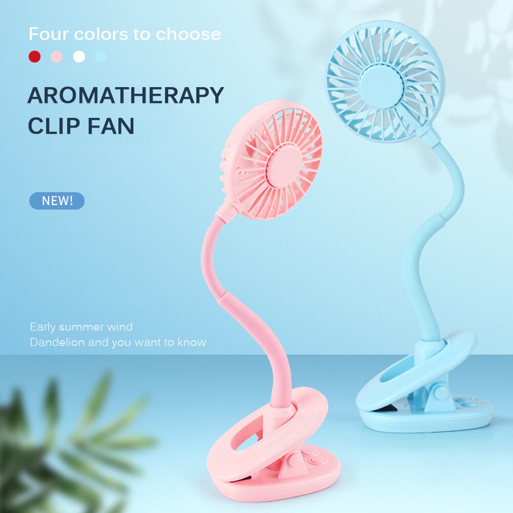 Mini Aromatherapy Clip Fan USB Rechargeable Portable Electric Ventilator