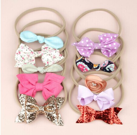 Baby Flower Accessories 10pcs/Sets Infant Kids Baby Girls Women Elastic Headband Nylon Headwear Hair Band Headdress Photo Props