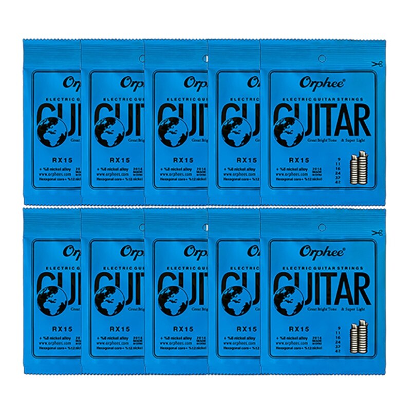 Orphee 10 Set 6Pcs/Set Guitar String Nickel Alloy String Super Light Electric Guitar Strings: RX 15