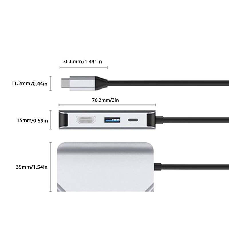 Mini 4-in-1 Display Port Hub TV Adapter Cable Expansion Dock Digital Wire Converter Spare Parts