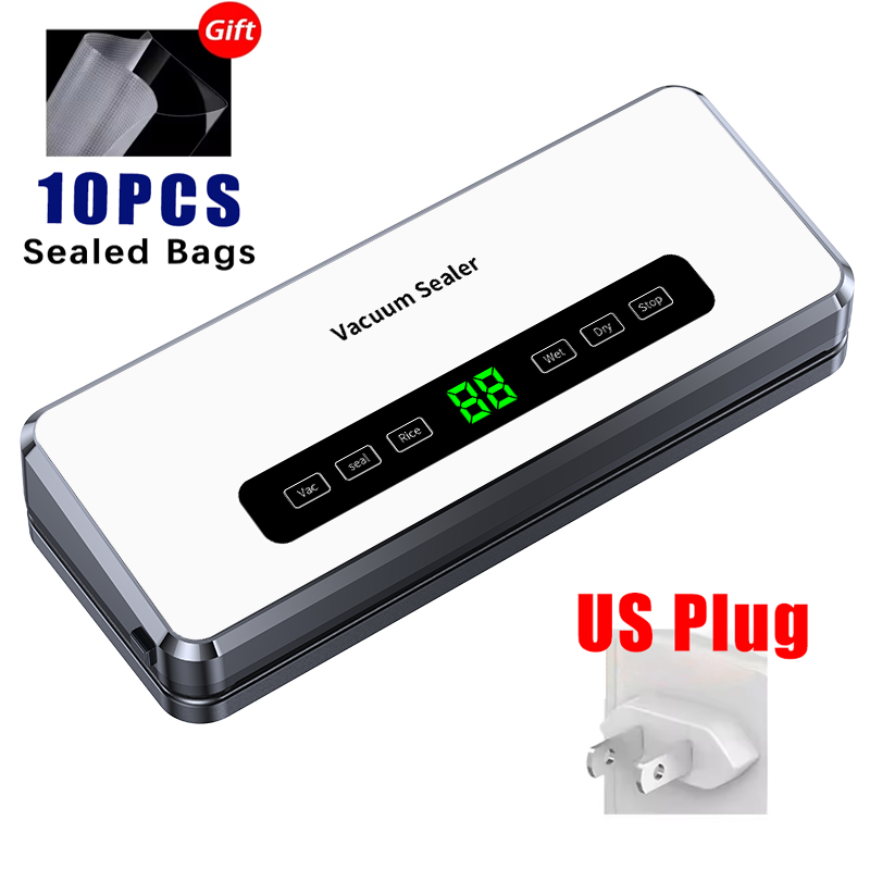 Electric Food Vacuum Sealer Dry/Wet Food Packaging Seal Built in Cutter Roll Bag Kitchen Food Storage Seal Vacuum Packaging: Rose Gold