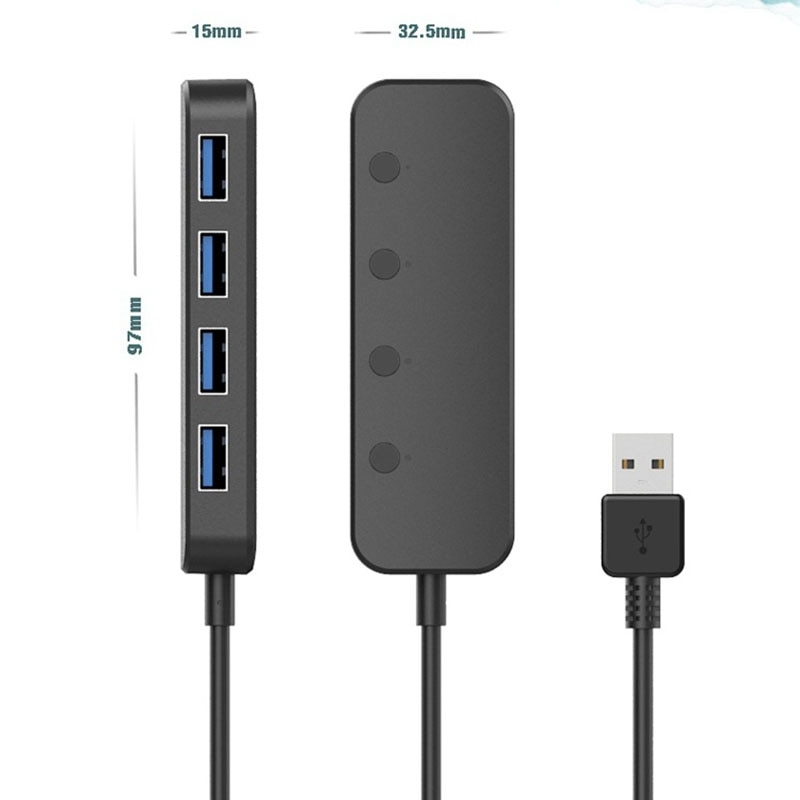 USB 3.0 Hub 4 Port USB Distributor Data Hub with I... – Vicedeal