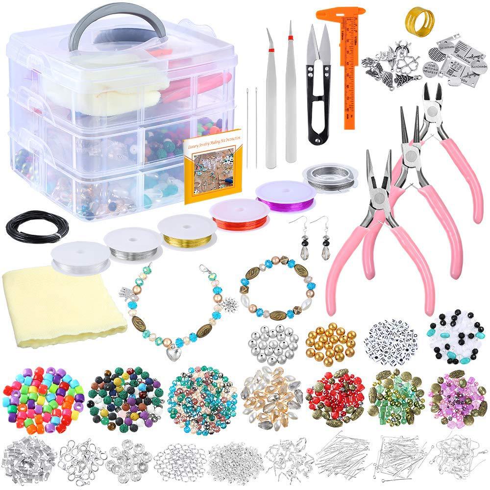 1268Pcs Grote Sieraden Maken Starter Kit Inclusief Gereedschap Zilver Bevindingen Kralen Voor Sieraden Maken Levert Einde Bead Caps