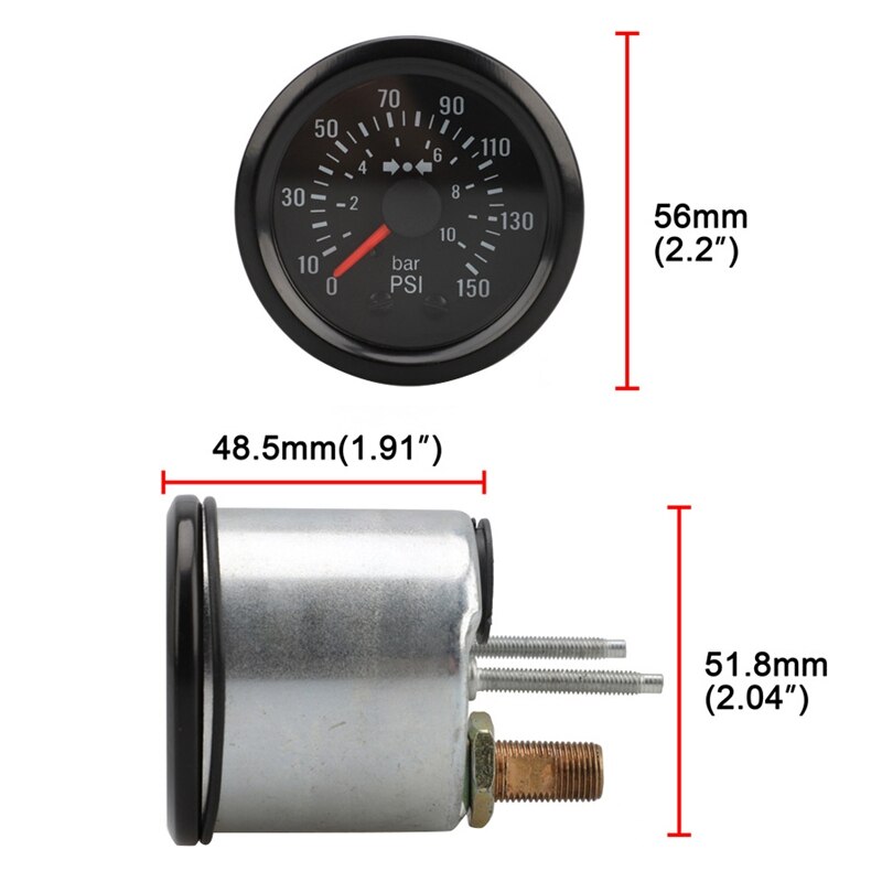 Instrumento de barómetro VDO de 0-10BAR/0-150PSI con indicador Universal modificado para coche de 12V