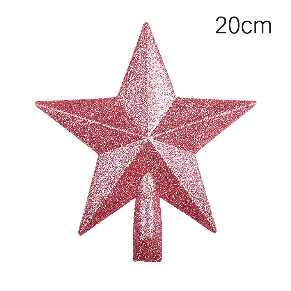 1Pc Exquisite Iron Art Ornament Beautiful Tree Top Flash Star Five-point Star Table Topper for Christmas Tree Xmas Decor: 20CM Plastic
