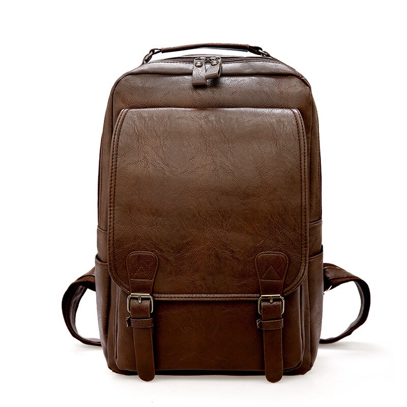 Vintage Laptop Rugzak Mannen Waterdichte Bagpack Kaki Reizen Mannen Tas Pu Lederen Rugzakken Grote Capaciteit Mannelijke Mochila Tassen Voor Mannen: Dk Brown