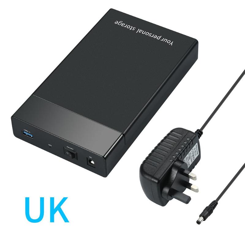 Caja de disco duro externo HDD SDD de 3,5 pulgadas, caja de disco duro USB 3,0 a SATA III de 6Gbps, compatible con disco duro de escritorio portátil de 3,5/2,5 pulgadas: UK