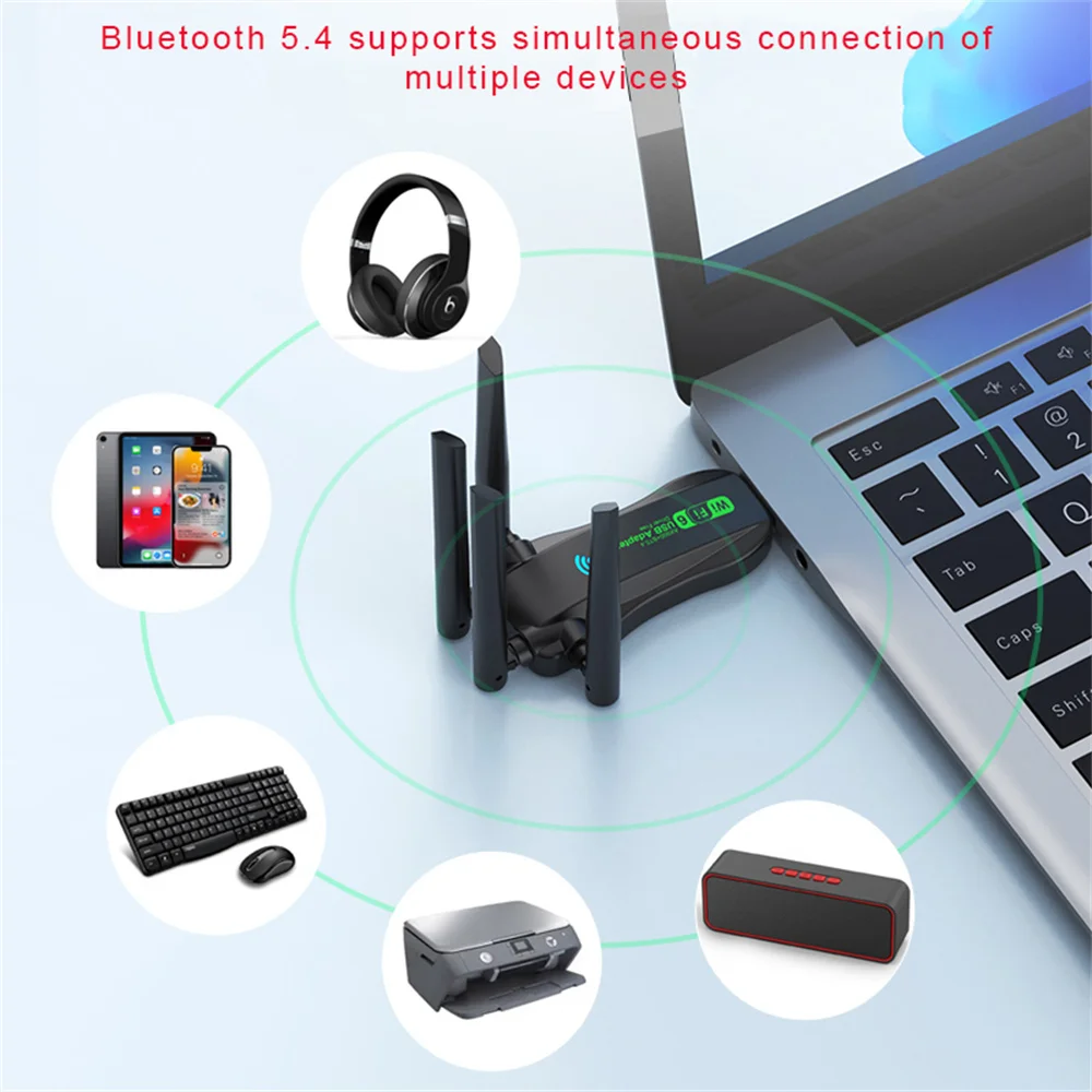 WiFi 6 AX900 USB Adapter Bluetooth 5.4 Dual Band Antennas 2.4G 5G WiFi6 Network Card Wireless Receiver Driver Free for WIN 10 11