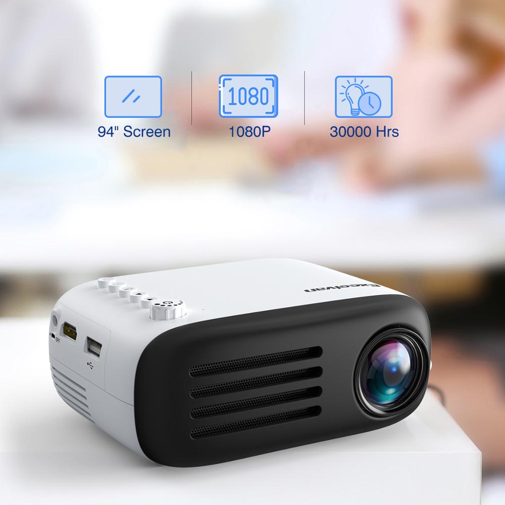 Exquizon  yg300 uppgradering  yg200 mini led fickprojektor hem beamer barn usb hdmi video portabel projektor valfritt batteri: Svart inget batteri