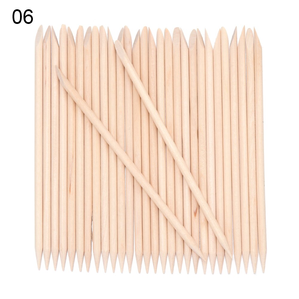 10/30/50/100 stk orange træpinde til neglebånd pusher neglebånd fjern værktøj gafler til negle eksfoliering manicure værktøj neglekunst: 6 30 stk