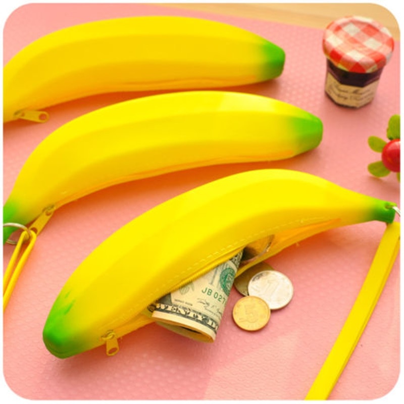 Grappige Siliconen Draagbare Gele Banaan Portemonnees Multifunctionele Etui Purse Bag Portemonnee Key Bag Pouch