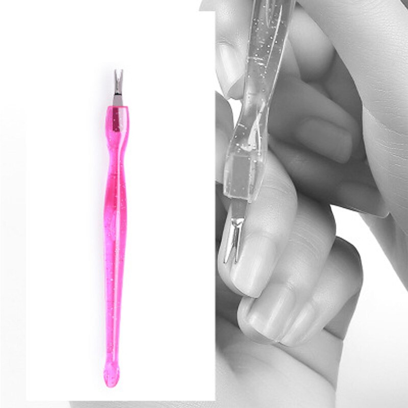 Quitacutículas de uñas, manicura de plástico, portátil, quitacutículas, cortador, removedor de uñas, herramienta práctica para dedo del pie en horquilla