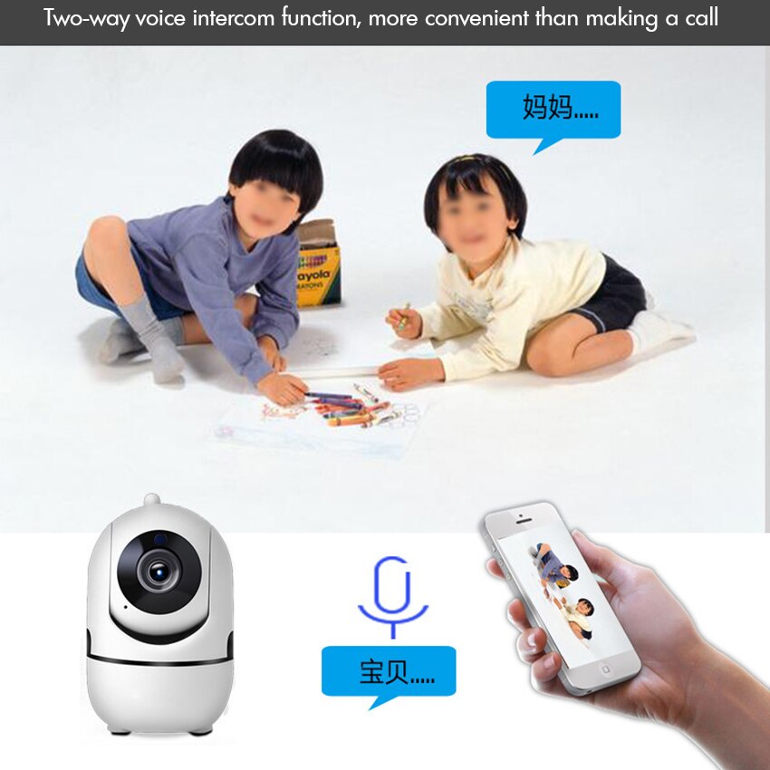 Babyfoon, WiFi IP Camera, 720 P/1080 P, 360-graden Home Security Camera, 2 weg Talk, Bewegingsdetectie, Cloud Service-Zwart