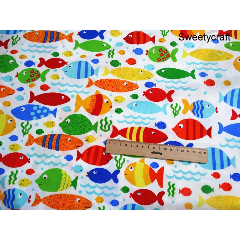 160*100Cm Katoen Stof Cartoon Vis Gedrukt Twill Quilten Patchwork Tecido Fat Quarters Doek Voor Diy Naaien Jurk bed Pop