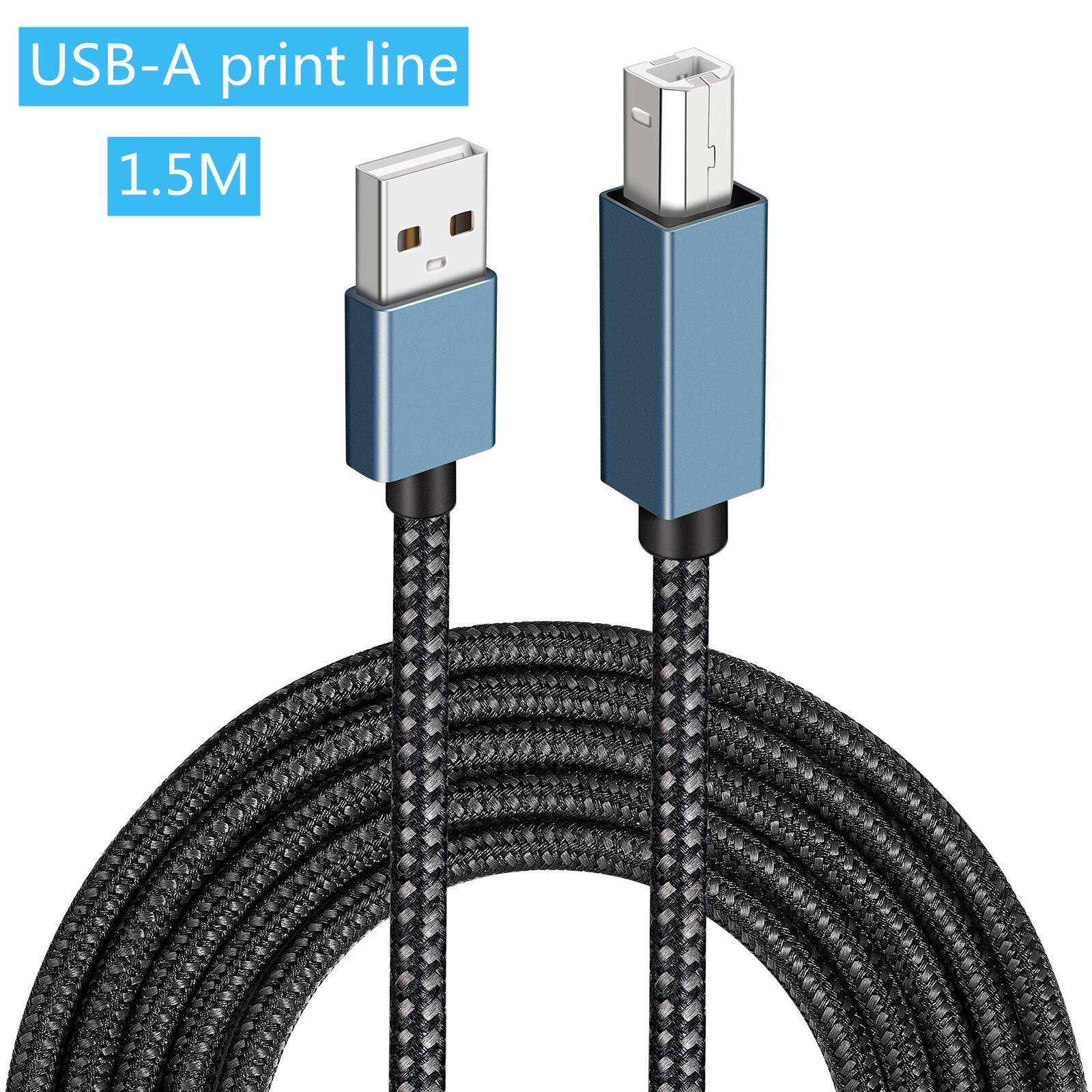 Usb C Naar Usb B 2.0 Printer Kabel Gevlochten Printer Scanner Snoer Voor Macbook Pro Air Epson Hp Canon Samsung printer Scanner 1//2/3M: USB-A 1.5m