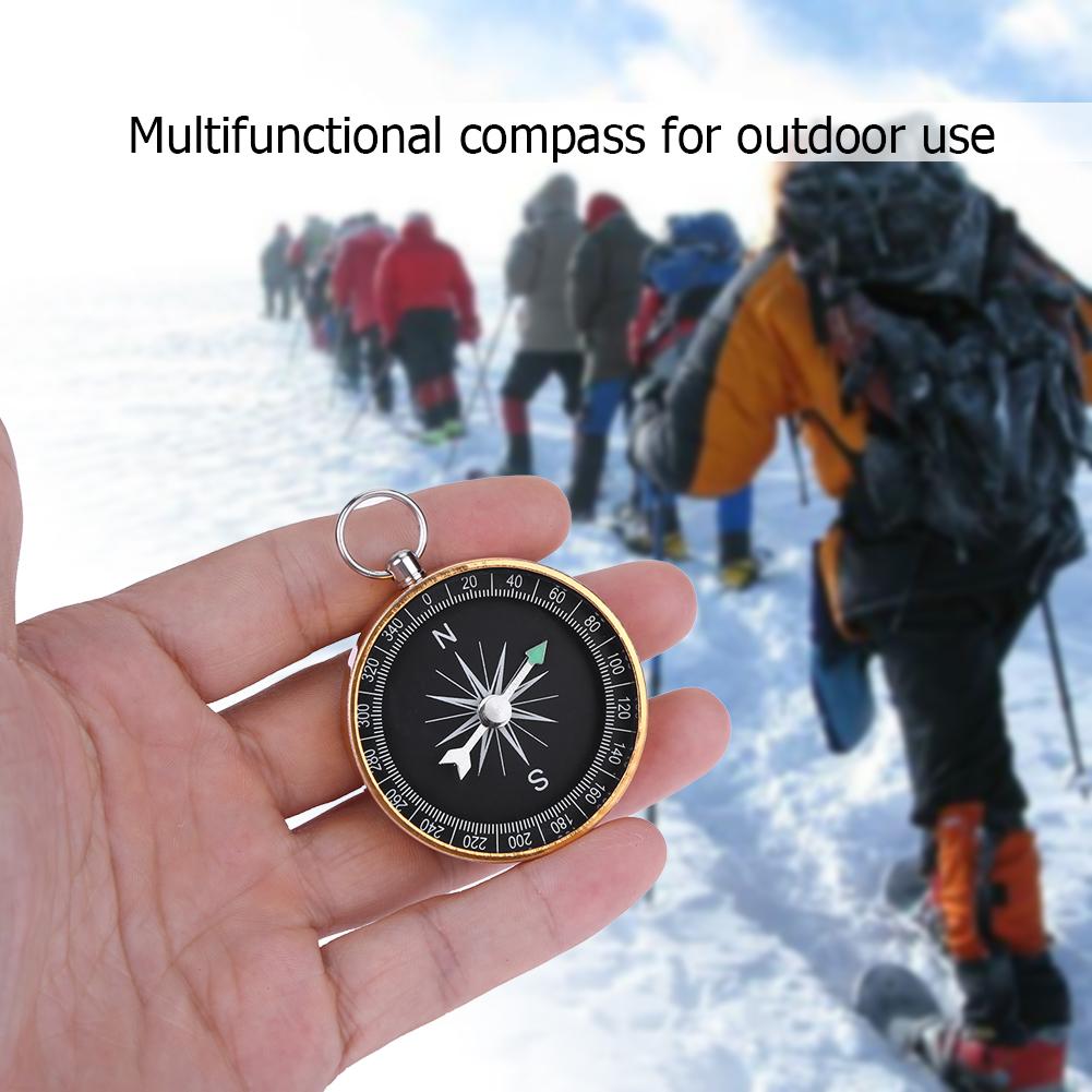 Bussola Portatile Clamshell Luminous Outdoor Aluminum Camping Compass Keychain for Presents Portable Metal Measuring Ruler