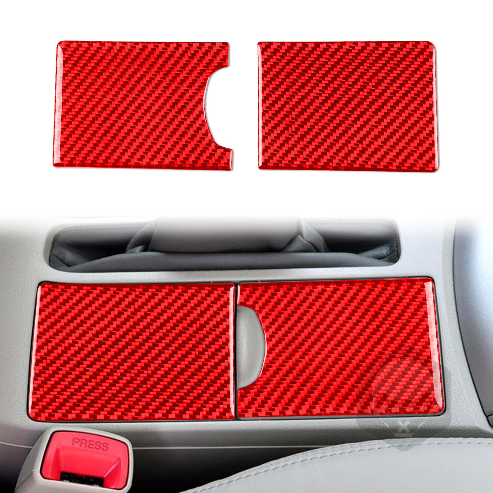 Cubierta de almacenamiento para portavasos Interior de fibra de carbono, pegatina embellecedora para Toyota Corolla 2007, , , , , , , accesorios: Verde fluorescente