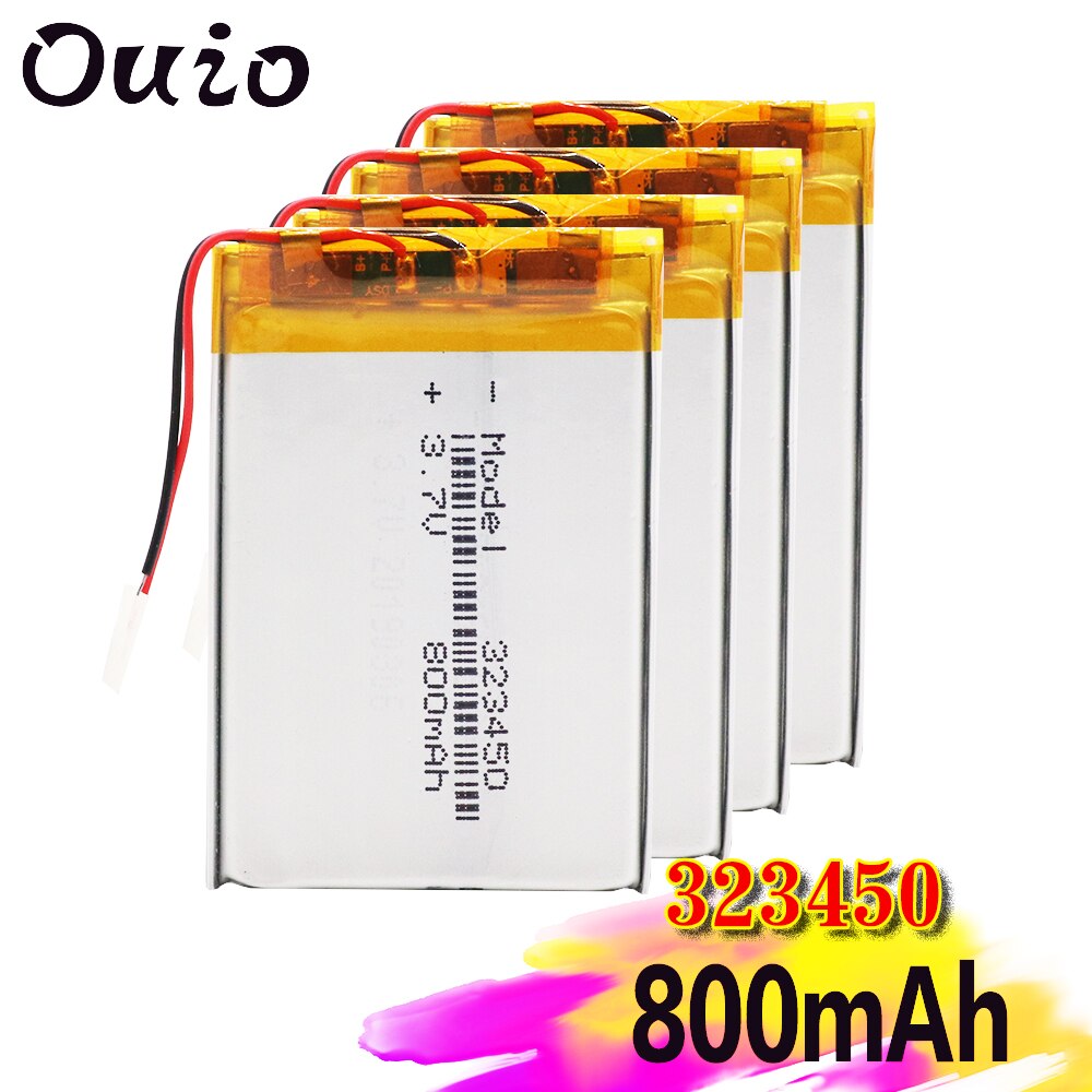 3.7v 800mAh 1/2/4Pcs 323450 lithium polymer battery 3 7V volt li po ion lipo rechargeable batteries for dvd GPS navigation