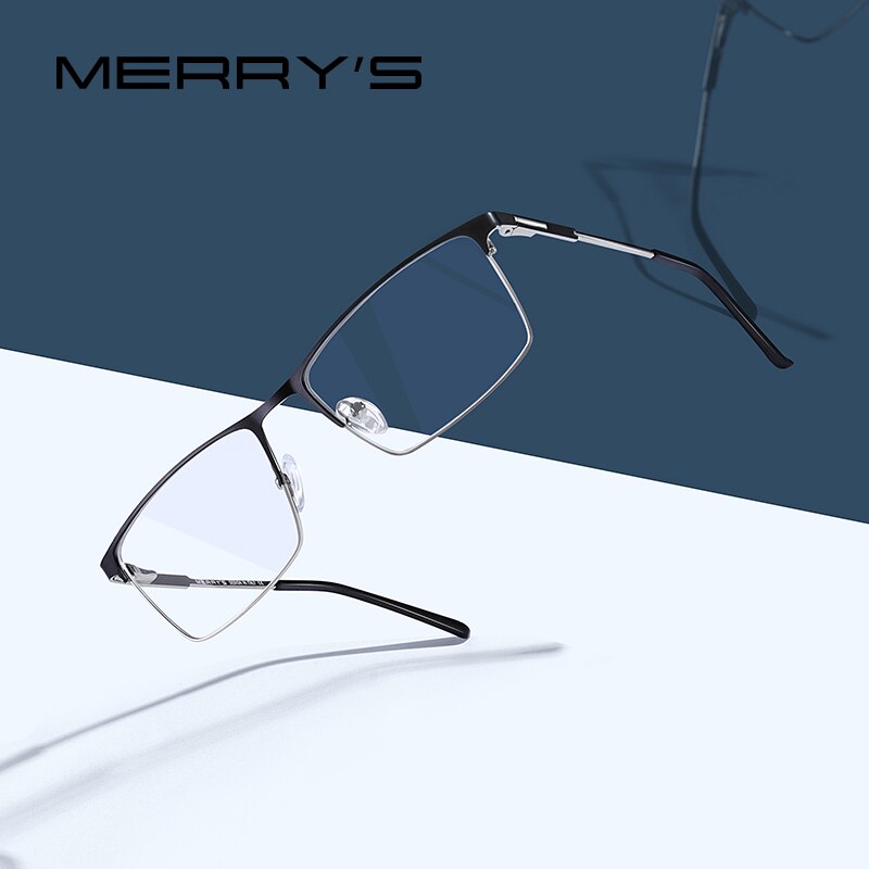 MERRYS-gafas de sol cuadradas para hombre, anteojos Montura de gafas de aleación de titanio para miopía, graduadas, ultralivianas, S2047