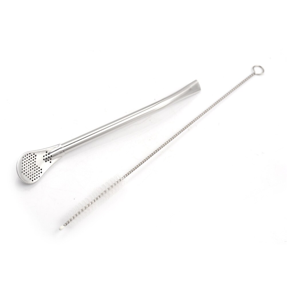 2PC=1Set Tea Filter Stainless Steel Drinking Straw Handmade Yerba Mate Tea Bombilla Gourd Washable Practical Tea Tools+Brush