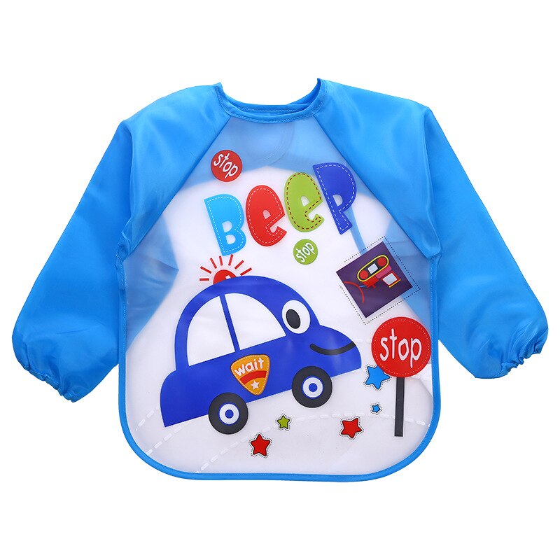 Baby Jongen Slabbetjes Waterdichte Lange Mouw Meisje Slabbetjes Kids Burp Doek Voeden Bib Met Pocket Kind Schort Kiel: Blauw
