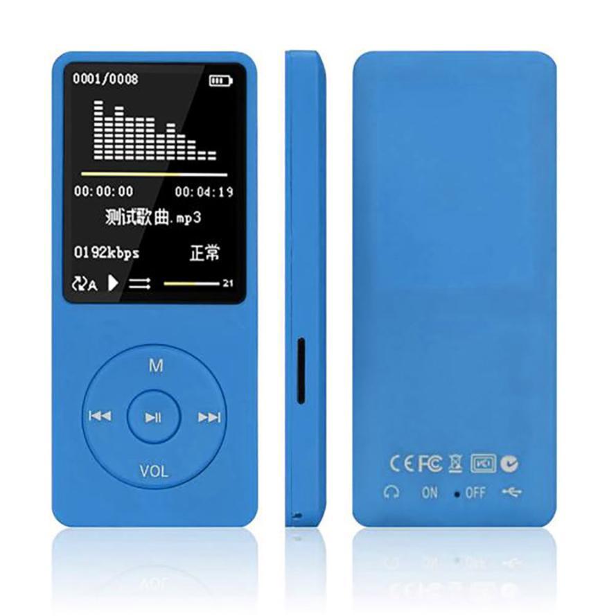Bærbar  mp4 tabsfri lyd musikafspiller fm-optager walkman-afspiller mini support musik, radio, optagelse, support 128gb tf-kort: Blå