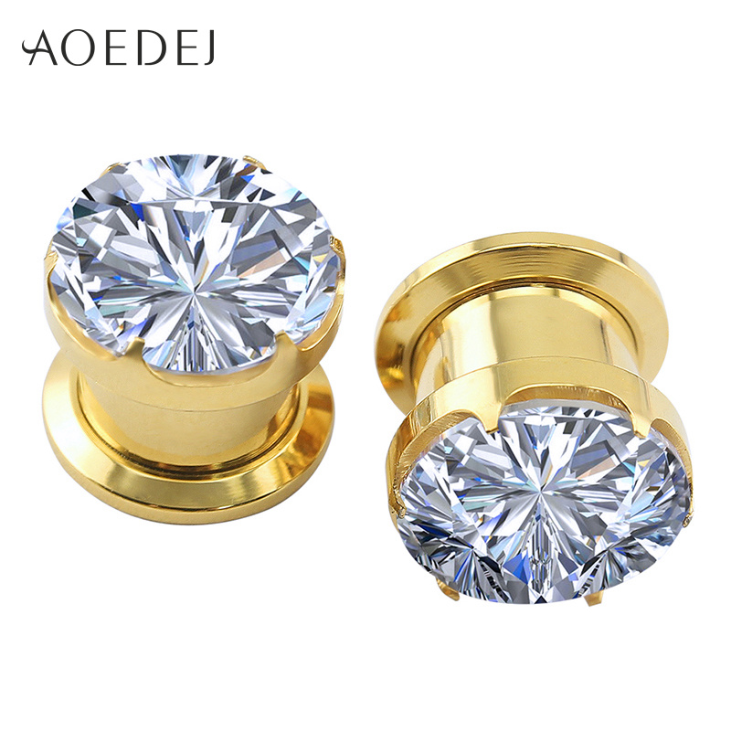 Bagues et Tunnels Cristal - 4-16mm - Acier Inoxydable - Piercings Oreille Zircone Cubique