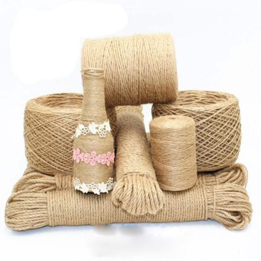 10M 50M 200M 400M Hennep Jute Cord Diy/Decoratieve Handgemaakte Twisted Touw Accessoire Voor Papier crafting Verpakking Doos Lijn