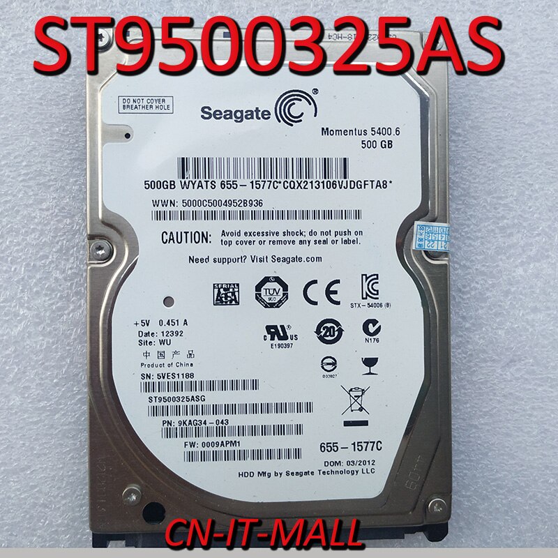 Seagate momentus 5400.6 st9500325as 500gb 5400 o / min 8mb cache sata 3.0gb/s 2.5 "intern notebook-harddisk