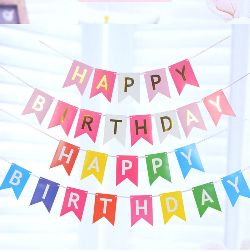 5m Happy Birthday Banner Colorful Paper Bunting Garland Banners Flags Birthday Party Decoration Baby Shower Wedding Supplies