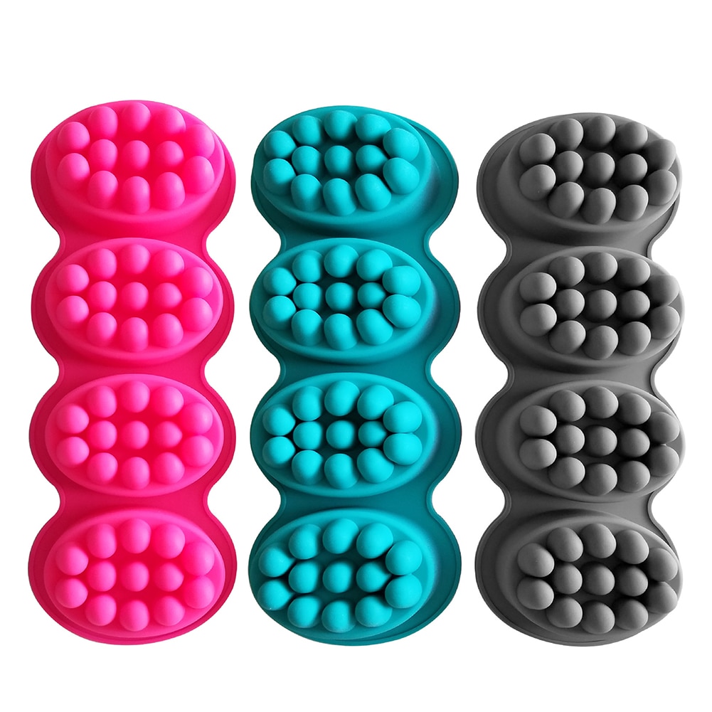 4 Grids Multifunction Reusable Durable Silicone Soap Mold Safety Non-Stick Soap Form for Massage Therapy Soap Mold