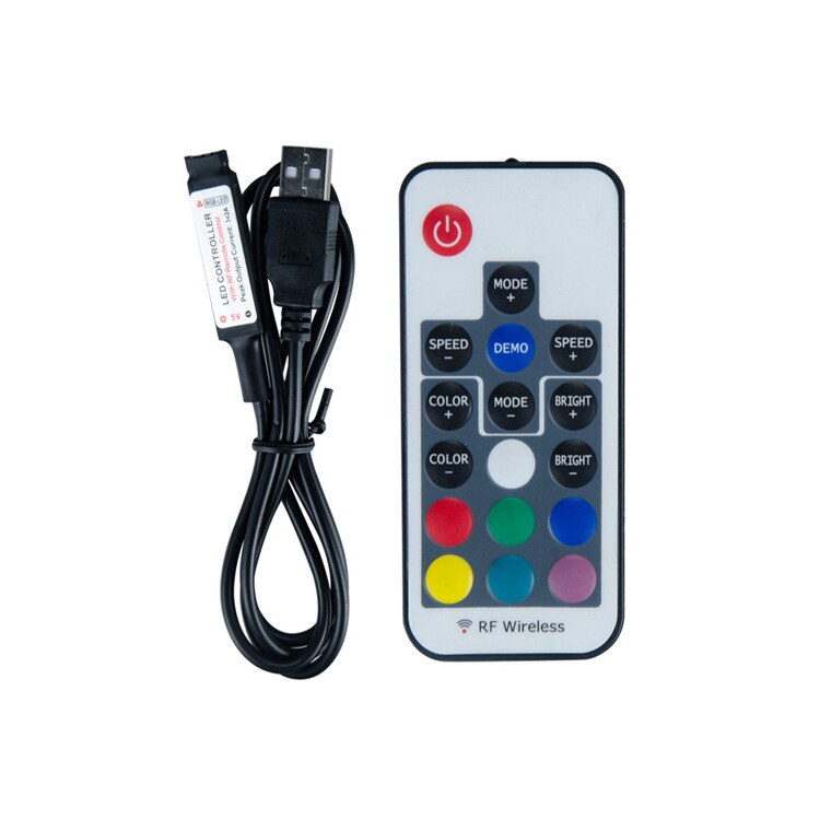 Usb Rgb Led Controller 17key 12A Rf Wireless Mini Remote Controller Voor Rgb 3528 5050 Smd Led Strip Tape Verlichting 5-24V