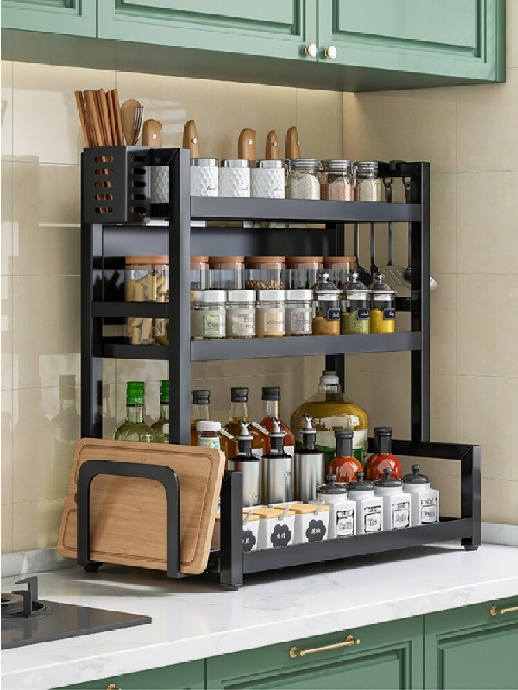 Keuken Kruidenrek Koolstofstaal Verdikte Kruiden Eetstokjes Drogen Plank Organisator Mes Jar Organizer Huishoudelijke Accessoires