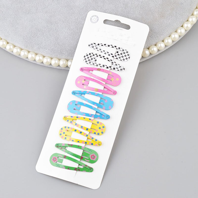 10 unidades/lote de pinzas para el pelo para niña pequeña, pasadores con estampado colorido para niña, horquillas de seguridad para niña, accesorios para el cabello: Style 6