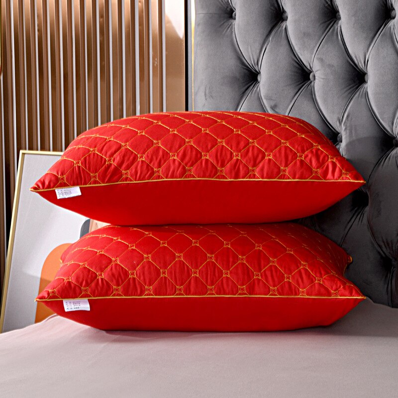 Oreiller de luxe de pour dormir, moelleux et de soutien, pour lit d'hôtel, mi-haut, noyau de remplissage, pour la maison: Rouge / High pillow 1pc