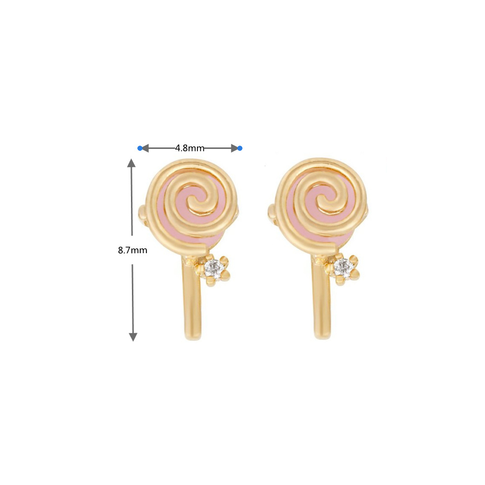 Boucles d'oreilles en plaqué or 18K, 1 paire, , doux, sucette, crème glacée, Helix, Cartilage, Piercing, bijoux, , été: 3
