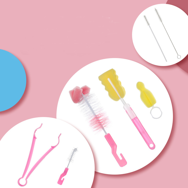 7 Teile/los Baby Flasche Sauberen Schwamm 360-grad Rotierenden Art Spezielle Flasche Pinsel Mit Griff Reinigung Utensilien Pinsel Waschen