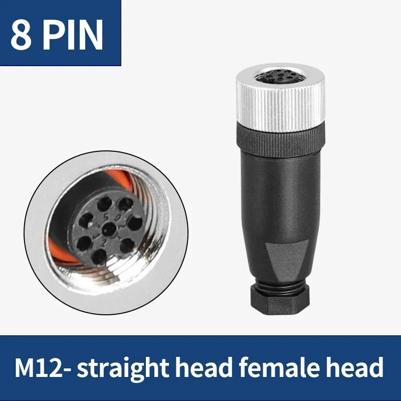 M12 sensor connector 4pin 5pin M12-8 waterproof male&female plug screw threaded coupling A Code sensor connectors: Brown