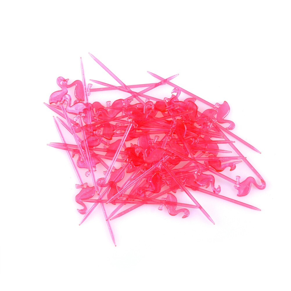 Palillos para bufé de comida de flamenco, 50 unidades, magdalenas y frutas, tenedor, pastel, postre, ensalada, palitos, palillos de dientes de cóctel, pincho, suministros de