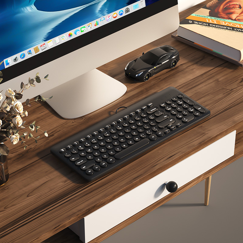 2,4G Drahtlose Tastatur Und Maus Kombination Tragbare Gaming Tastatur Mute-Taste Mini Tastatur Und Maus Kit PC Gamer LaptopUSB: schwarz