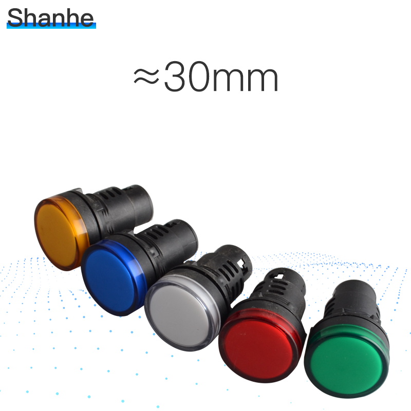 30mm led indicador luz de señal de la lámpara azul, verde, rojo, blanco, lámpara de piloto amarillo 5v 12v 24v 110v 220v